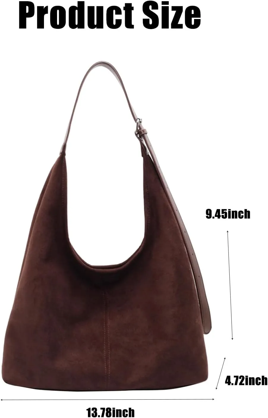 Suede Slouchy Hobo Bag for Women Chocolate Tote Handbag Large Retro Suede Shoulder Purse for Travel Shopping Work