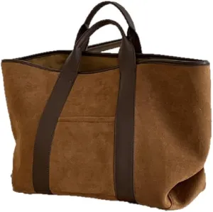 Suede Tote Bag for Women Retro Slouchy Work Bag Large Capacity Top Handle Bag Faux Suede Bag Shoulder Hobo Bag