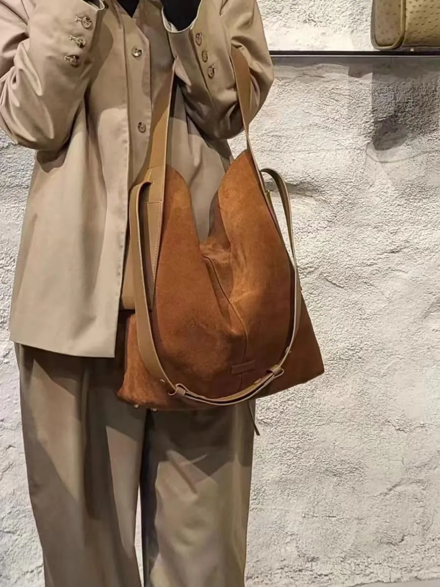 Suede Tote Bag for Women Slouchy Crossbody Tote Bags Large Capacity Work Bags Hobo Handbag Office Tote