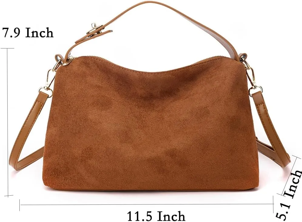 Suede Tote Bag for Women Suede Satchels Bag Faux Suede Bag Vintage Top Handle Handbag Shoulder Purse Hobo Bag Tote Handbags