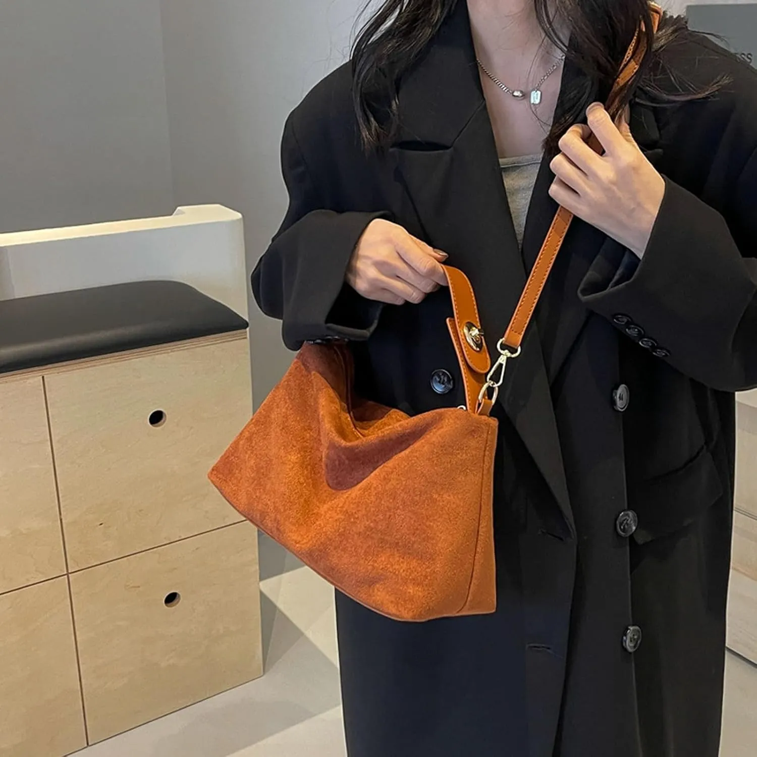 Suede Tote Bag for Women Suede Satchels Bag Faux Suede Bag Vintage Top Handle Handbag Shoulder Purse Hobo Bag Tote Handbags
