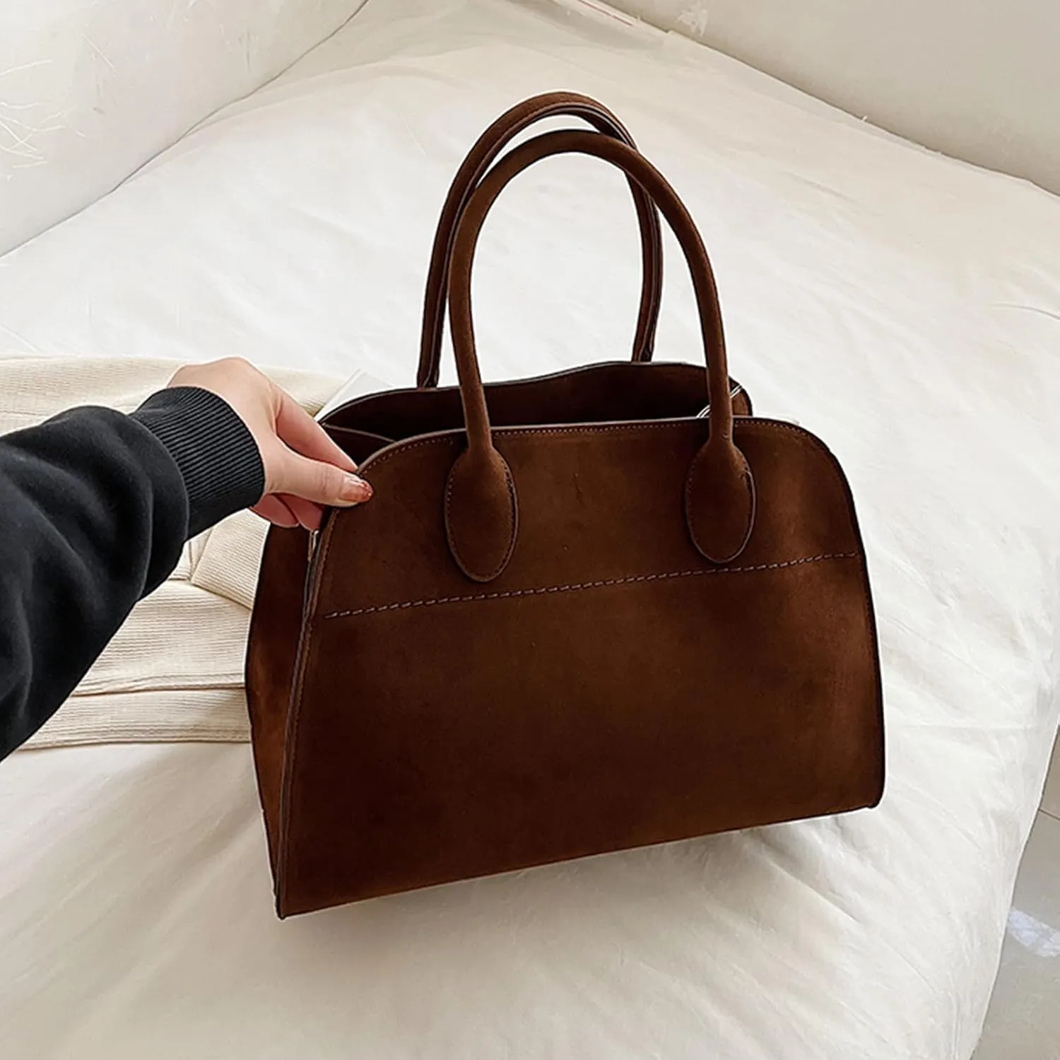 Suede Tote Bag for Women, Women's Suede Purse Vintage Top Handle Bag, Fashion Retro Shoulder Satchel Work Leather Bag