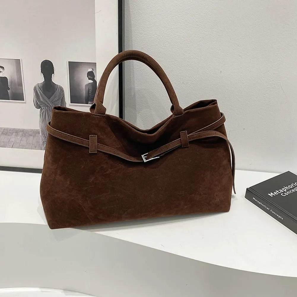 Suede Tote Bag Women Y2K Underarm Shoulder Bag Retro Vintage Top-handle Purse Satchels Work Bag 2024 Fall