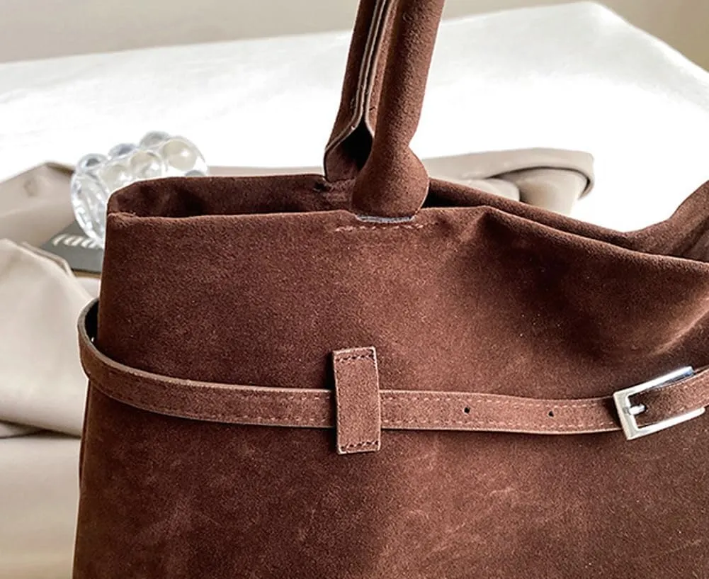 Suede Tote Bag Women Y2K Underarm Shoulder Bag Retro Vintage Top-handle Purse Satchels Work Bag 2024 Fall
