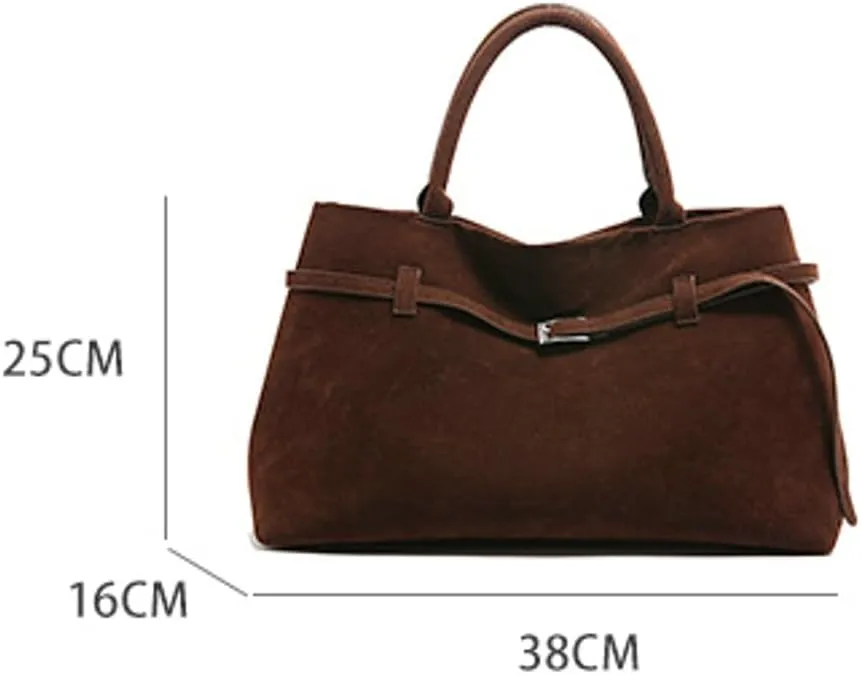 Suede Tote Bag Women Y2K Underarm Shoulder Bag Retro Vintage Top-handle Purse Satchels Work Bag 2024 Fall