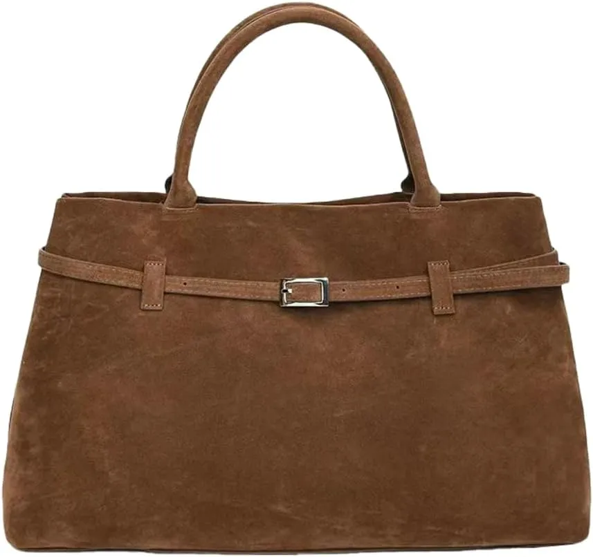 Suede Tote Bag Women Y2K Underarm Shoulder Bag Retro Vintage Top-handle Purse Satchels Work Bag 2024 Fall