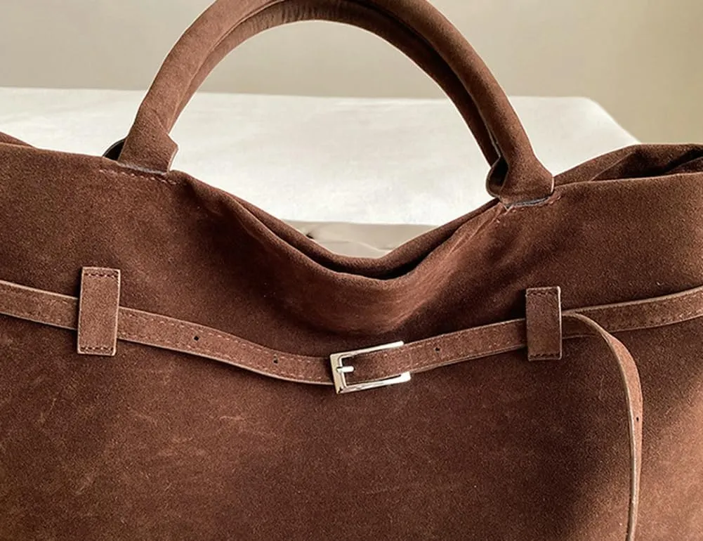 Suede Tote Bag Women Y2K Underarm Shoulder Bag Retro Vintage Top-handle Purse Satchels Work Bag 2024 Fall