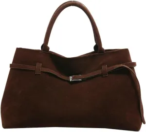 Suede Tote Bag Women Y2K Underarm Shoulder Bag Retro Vintage Top-handle Purse Satchels Work Bag 2024 Fall
