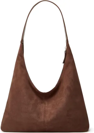 Suede Tote Bags for Women - Slouchy Work & Office Tote, Elegant Hobo Handbag with Top-Handle & Shoulder Strap
