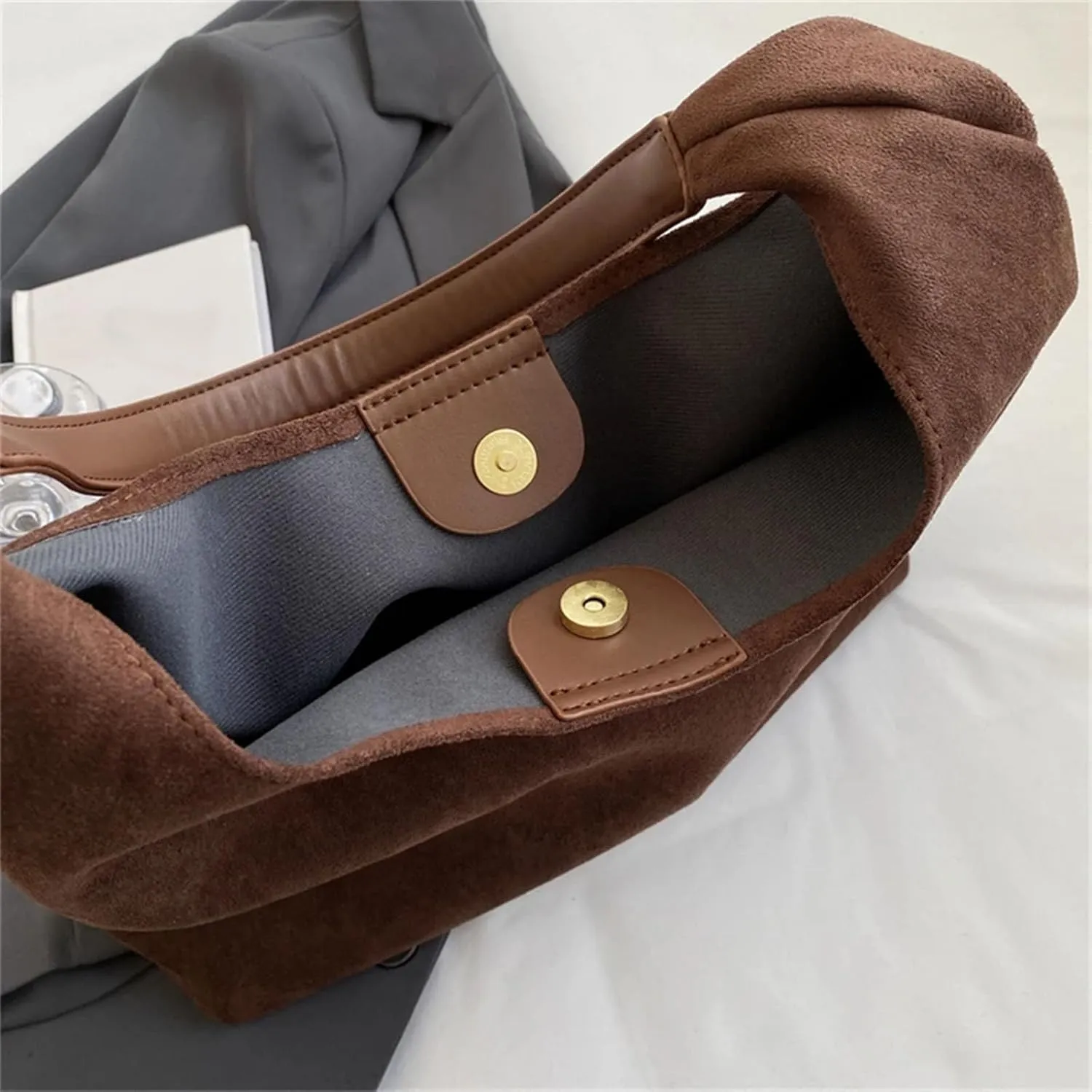 Suede Tote Bags for Women - Work & Office Bags, Slouchy Hobo Handbags, Fall Faux Suede Purse