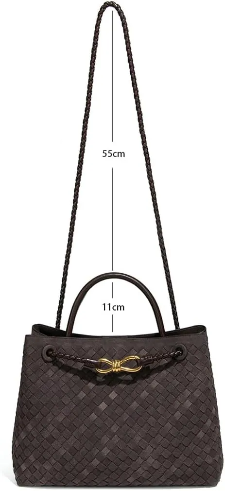 Suede Woven Tote Bag for Women PU Leather Hobo Bags Casual Crossbody Purse Shoulder Satchel Bag Top Handle Tote Handbag