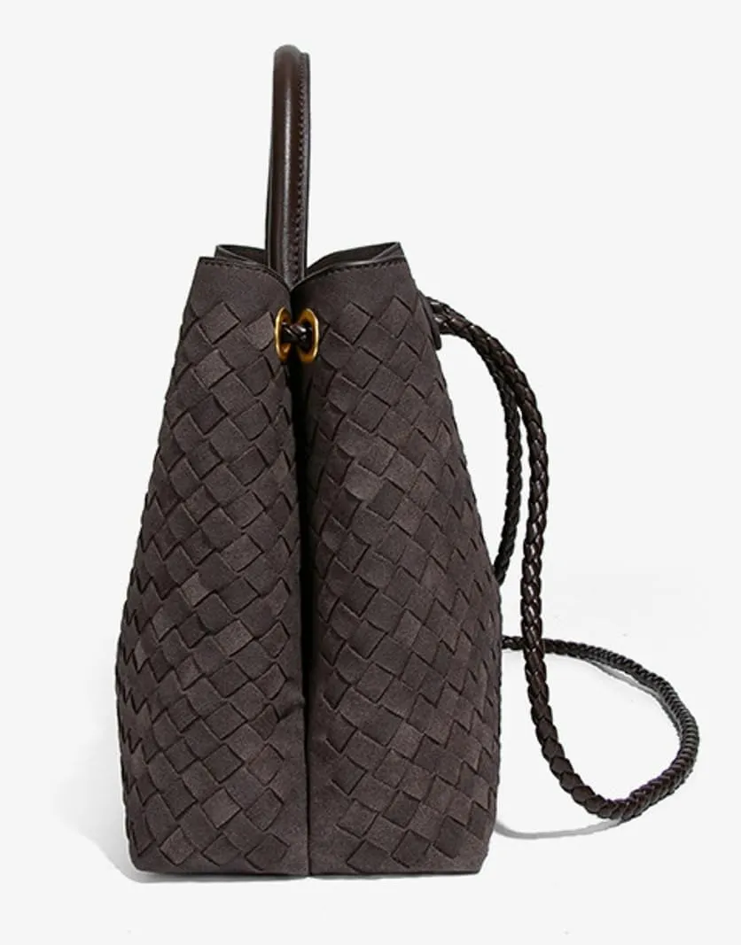Suede Woven Tote Bag for Women PU Leather Hobo Bags Casual Crossbody Purse Shoulder Satchel Bag Top Handle Tote Handbag