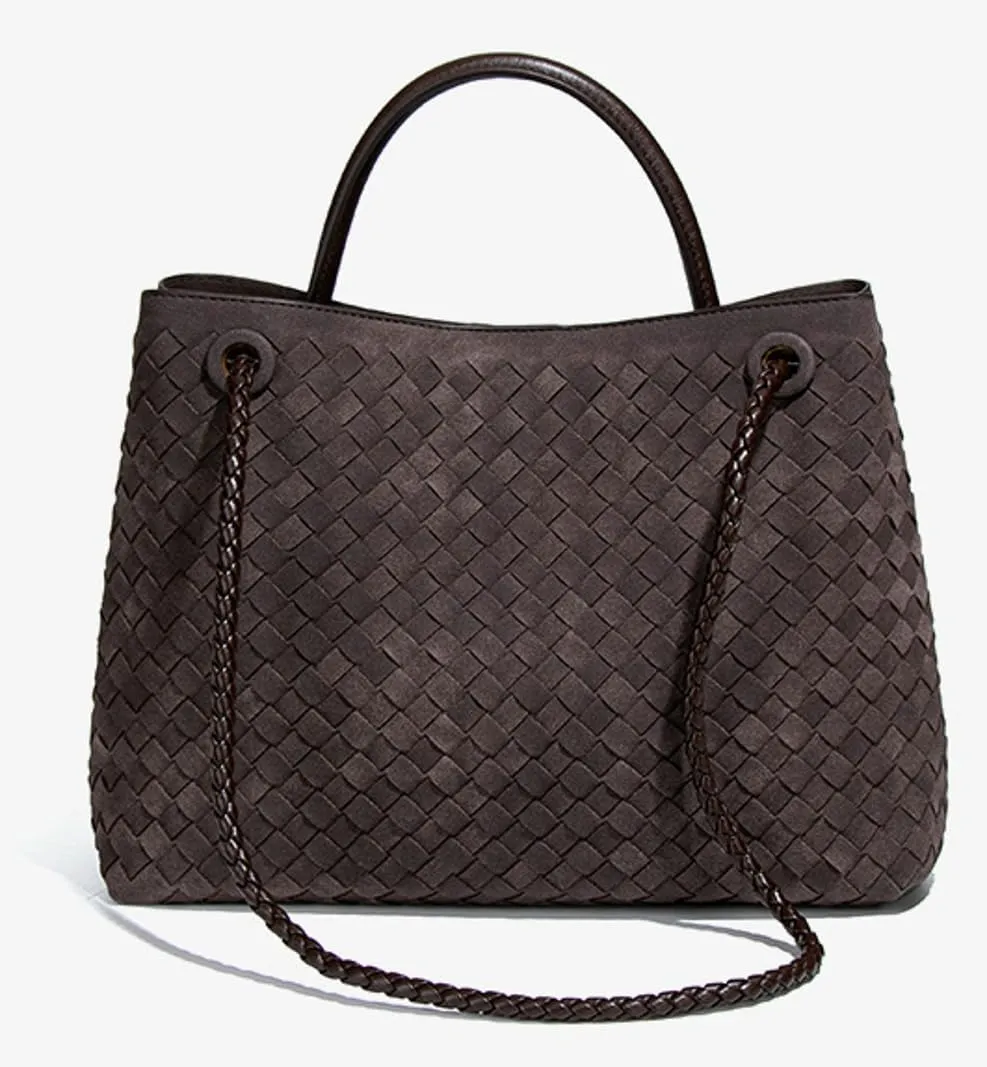 Suede Woven Tote Bag for Women PU Leather Hobo Bags Casual Crossbody Purse Shoulder Satchel Bag Top Handle Tote Handbag
