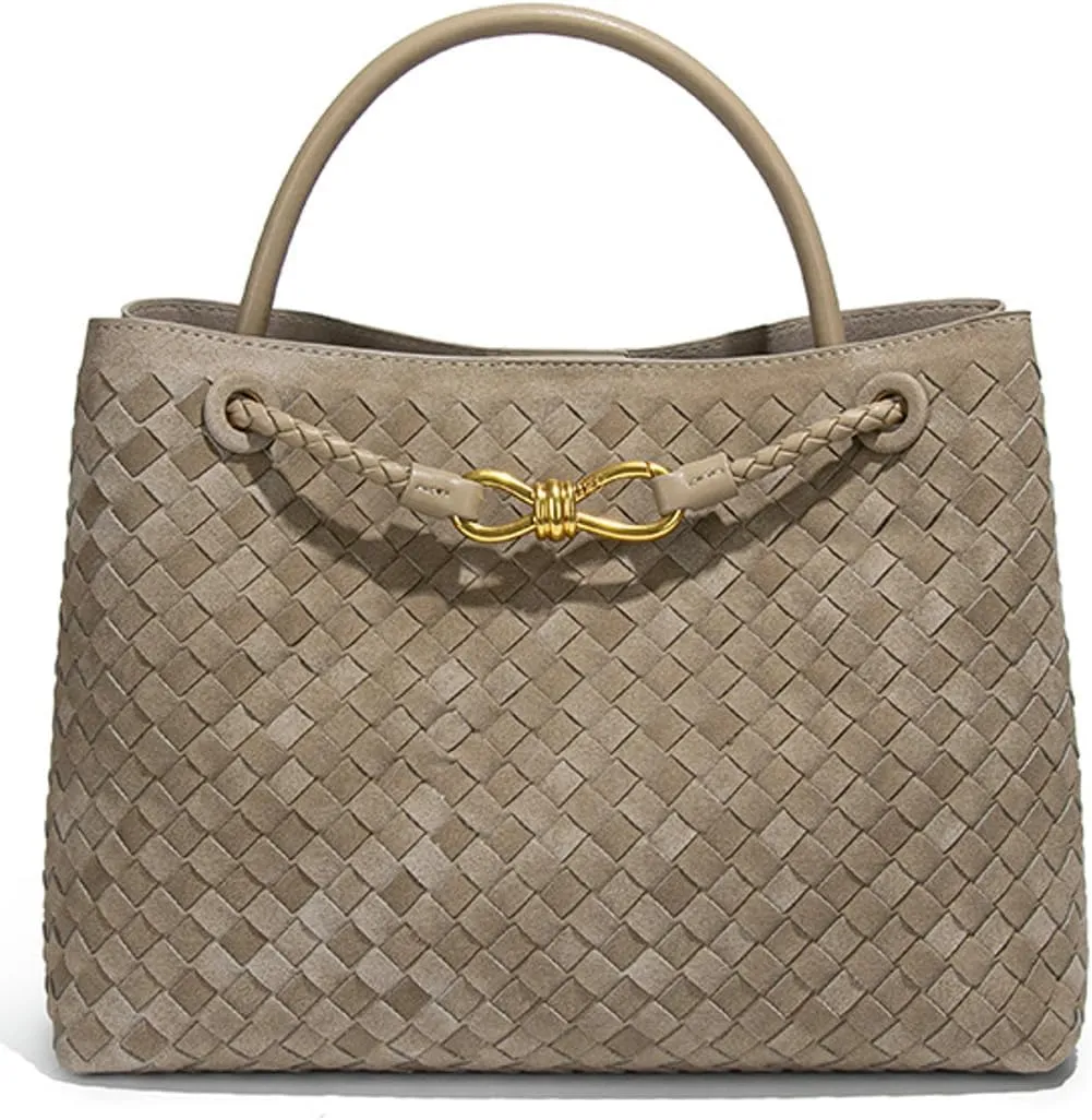 Suede Woven Tote Bag for Women PU Leather Hobo Bags Casual Crossbody Purse Shoulder Satchel Bag Top Handle Tote Handbag