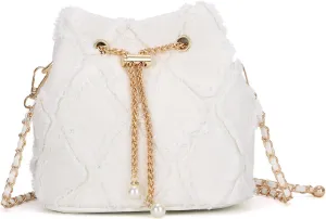 SUKUTU Denim Bucket Bag for Women Trendy Jean Purse Drawstring Crossbody Shoulder Bag Hobo Bag