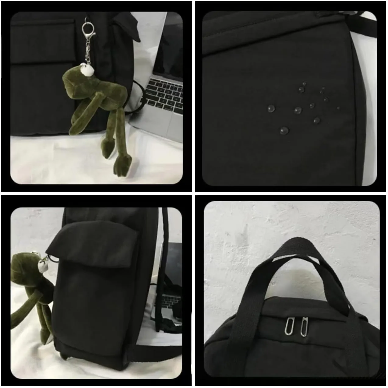 Sumleno Vintage Backpack for Men Women Canvas College Laptop Backpack Y2K Aesthetic Casual Travel Daypack with Cute Pendant (Khaki)