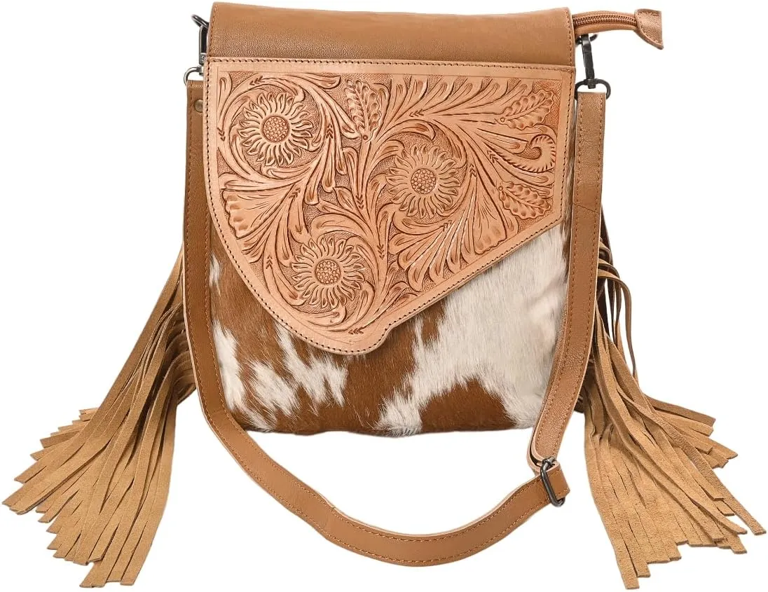 Sunset Star Crossbody Bag - Real Cowhide Hairon Women's Handbag with Leather Fringes