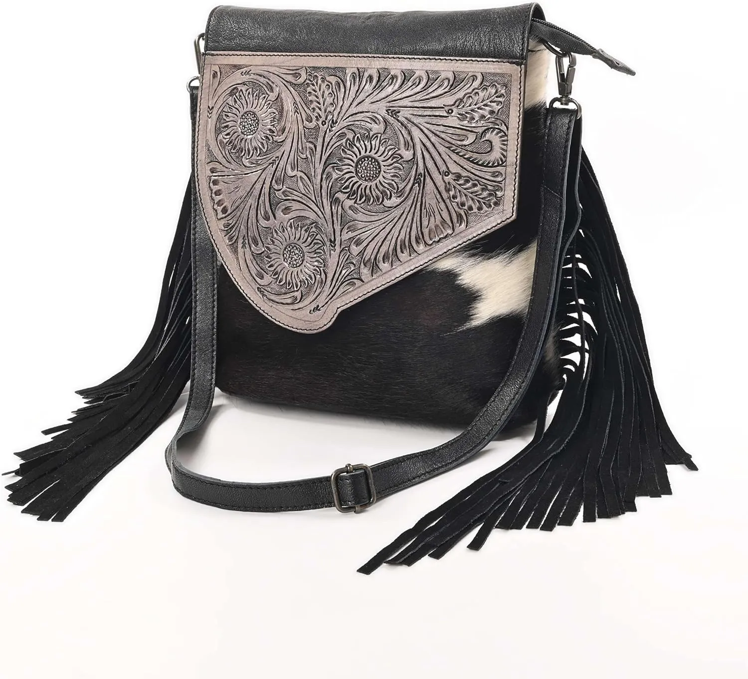 Sunset Star Crossbody Bag - Real Cowhide Hairon Women's Handbag with Leather Fringes