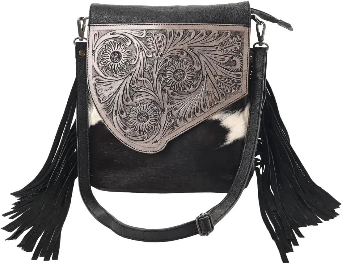 Sunset Star Crossbody Bag - Real Cowhide Hairon Women's Handbag with Leather Fringes
