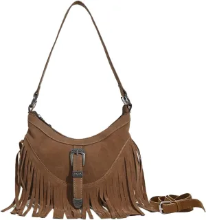 Sunwel Fashion Women Western Small Fringe Underarm Purse Shoulder Bag Vegan Suede Hippie Crossbody Bag with Tassel