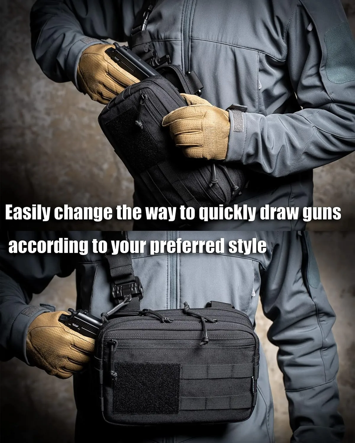 Tactical Chest Rig Bag Concealed Carry CCW Pack Molle Pouch IFAK EMT Medical Organizer for Outdoor Hunting Shooting Hiking with Quick Release Harness
