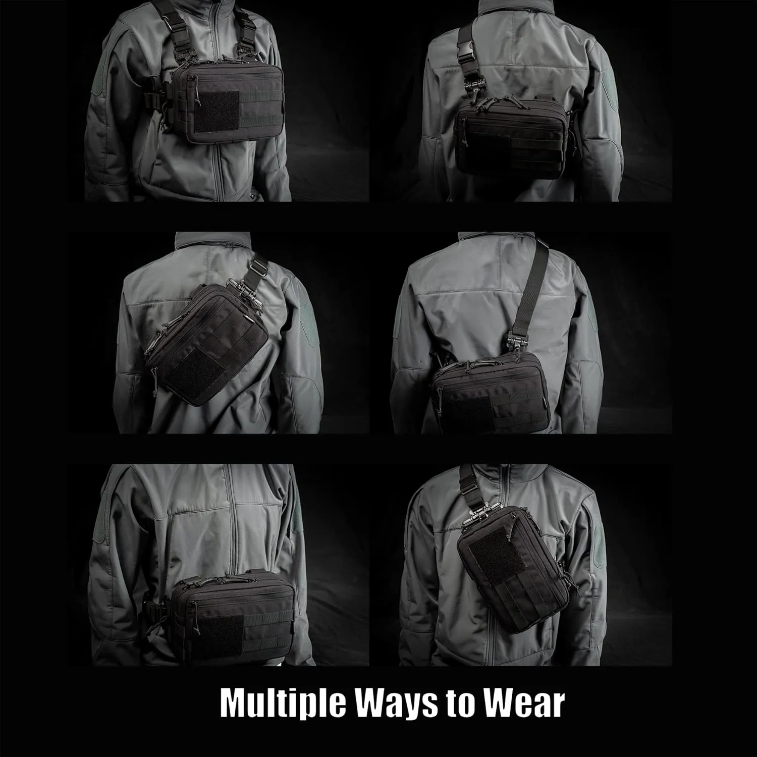 Tactical Chest Rig Bag Concealed Carry CCW Pack Molle Pouch IFAK EMT Medical Organizer for Outdoor Hunting Shooting Hiking with Quick Release Harness