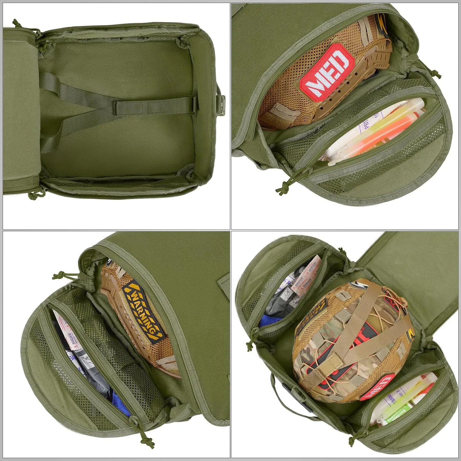 Tactical Helmet Bag Pack, Military Molle Pouch Multi-Purpose Carrying Storage Bag Include USA Flag Patch and 2 PCS Molle Straps for Sports Hunting Shooting Combat Helmets (Ranger Green)