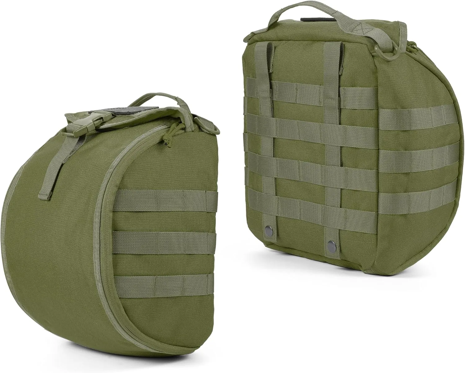 Tactical Helmet Bag Pack, Military Molle Pouch Multi-Purpose Carrying Storage Bag Include USA Flag Patch and 2 PCS Molle Straps for Sports Hunting Shooting Combat Helmets (Ranger Green)