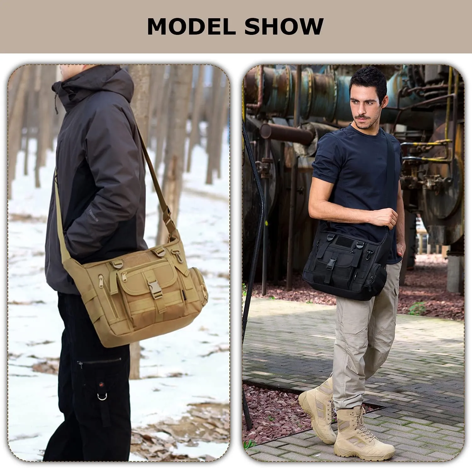 Tactical Messenger Bag Military Molle Briefcase Crossbody Shoulder Bags for Working Cycling Hunting Camping