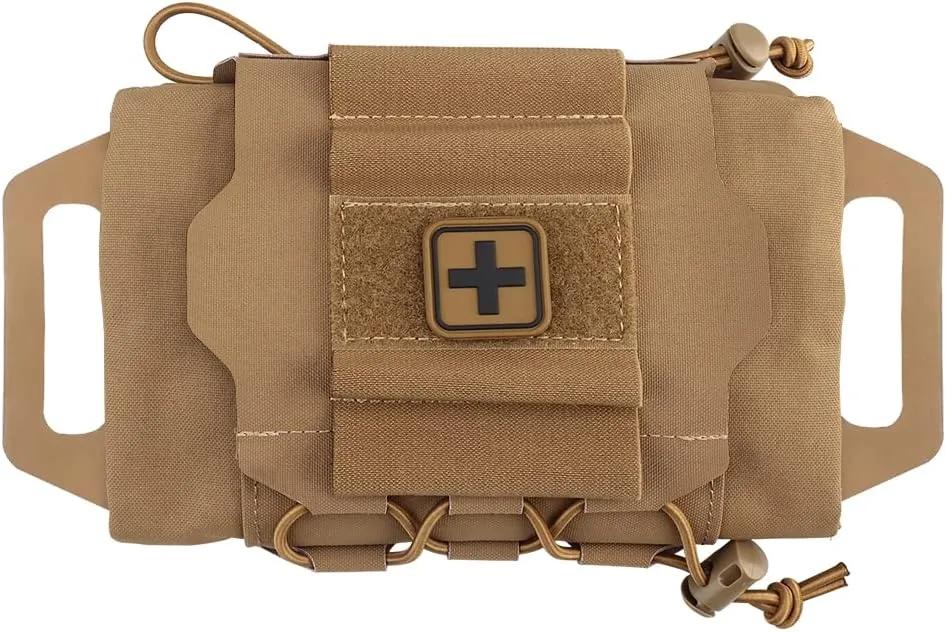Tactical Military Pouch MOLLE Rapid First-aid Belt Pouch Survival Two-Piece System Med Roll Carrier Hypalon Handle Bag