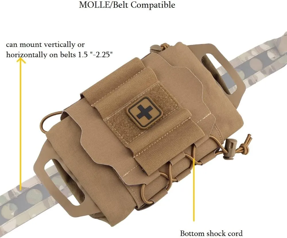 Tactical Military Pouch MOLLE Rapid First-aid Belt Pouch Survival Two-Piece System Med Roll Carrier Hypalon Handle Bag