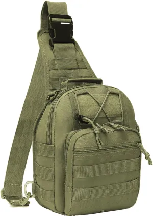 Tactical Sling Bag, Outdoor Durable Military Shoulder Chest Pack EDC Crossbody Daypack for Traveling Trekking (Green)