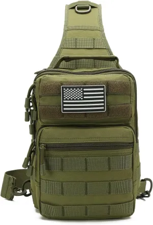 Tactical Sling Bag Small Military EDC Pack Rover Shoulder Sling Pack Molle Crossbody Chest Backpack for Men (Green)