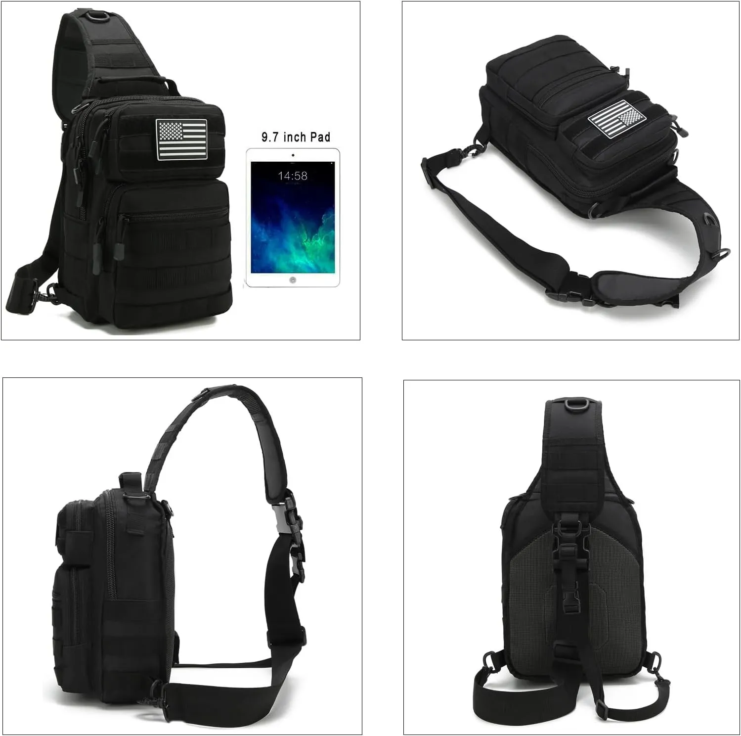 Tactical Sling Bag Small Military EDC Pack Rover Shoulder Sling Pack Molle Crossbody Chest Backpack for Men (Khaki)