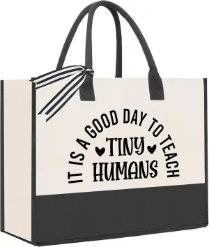 Teacher Gifts It's a Good Day to Teach Tiny Humans Tote Bag Teacher's Day Appreciation Christmas Gifts for Women Teacher Gift Boxed Tote Cosmetic Bag