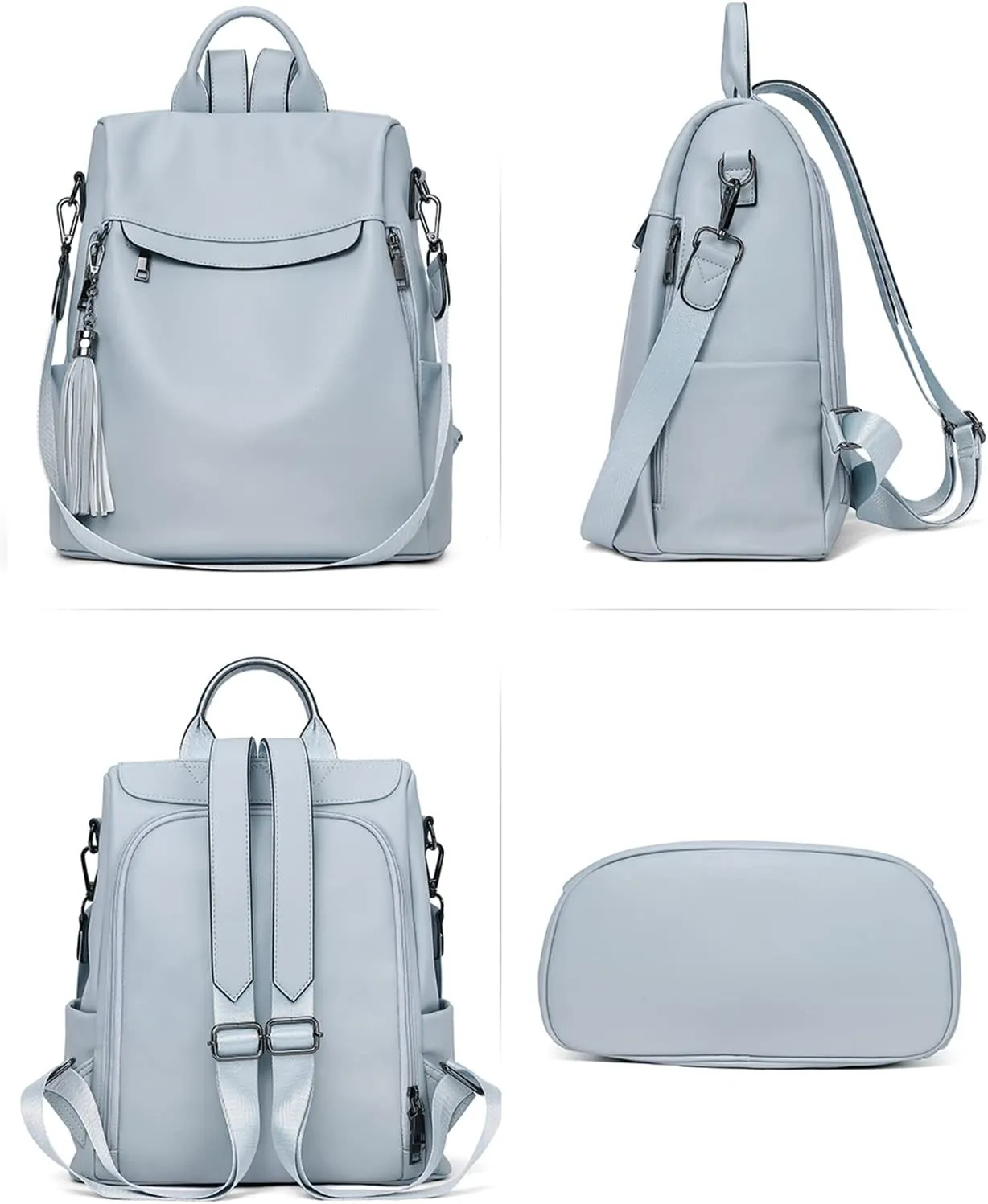Telena Backpack Purse for Women, PU Leather Anti Theft Travel Purse Shoulder Bags with Tassel
