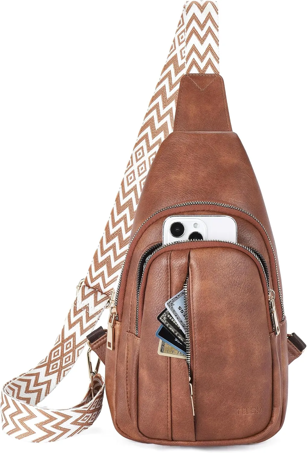 Telena Crossbody Sling Bags for Women, PU Leather Fanny Packs Cross Body Bag for Woman