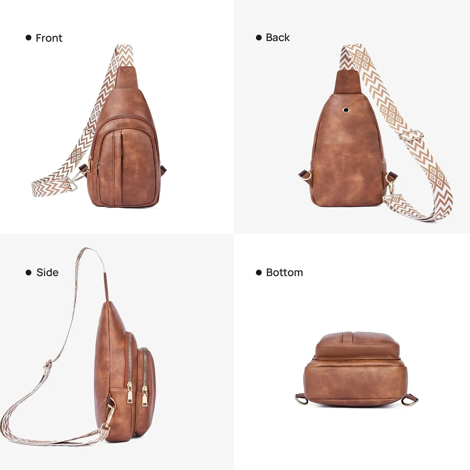 Telena Crossbody Sling Bags for Women, PU Leather Fanny Packs Cross Body Bag for Woman