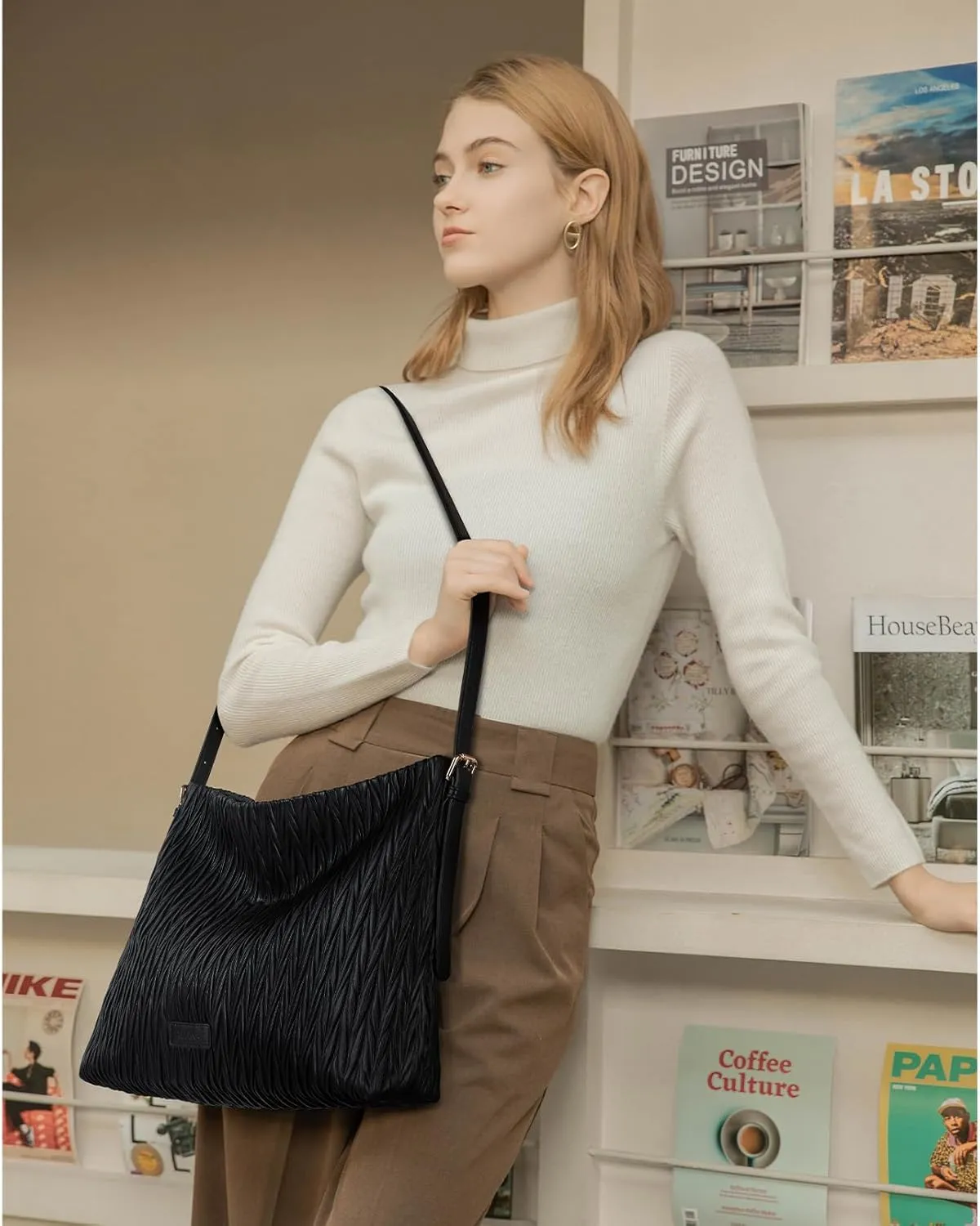 Telena Leather Tote Bag for Women Waterproof Woven Womens Tote Purse and Handbags for Work Travel Shopping