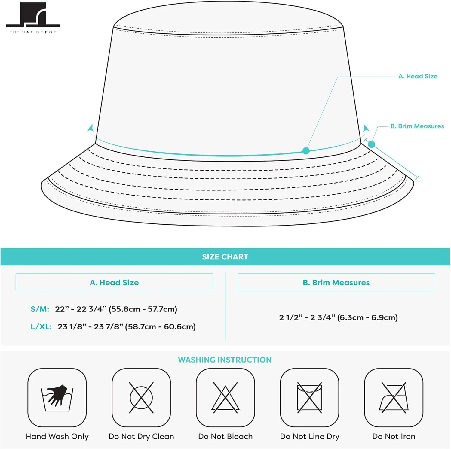 The Hat Depot Bucket Hat - Unisex 100% Cotton & Denim UPF 50 Packable Summer Travel Beach Sun Hat