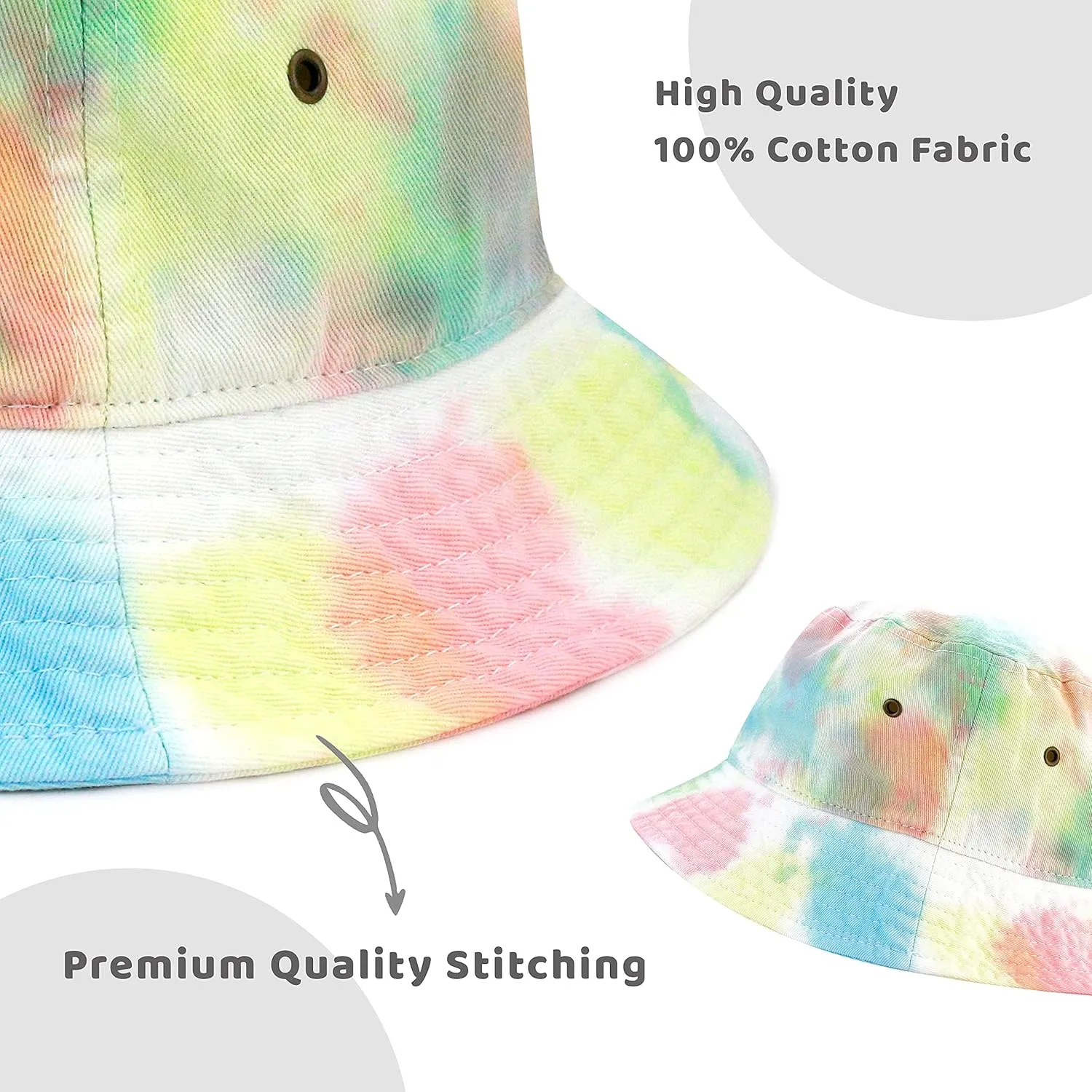 The Hat Depot Bucket Hat - Unisex 100% Cotton & Denim UPF 50 Packable Summer Travel Beach Sun Hat