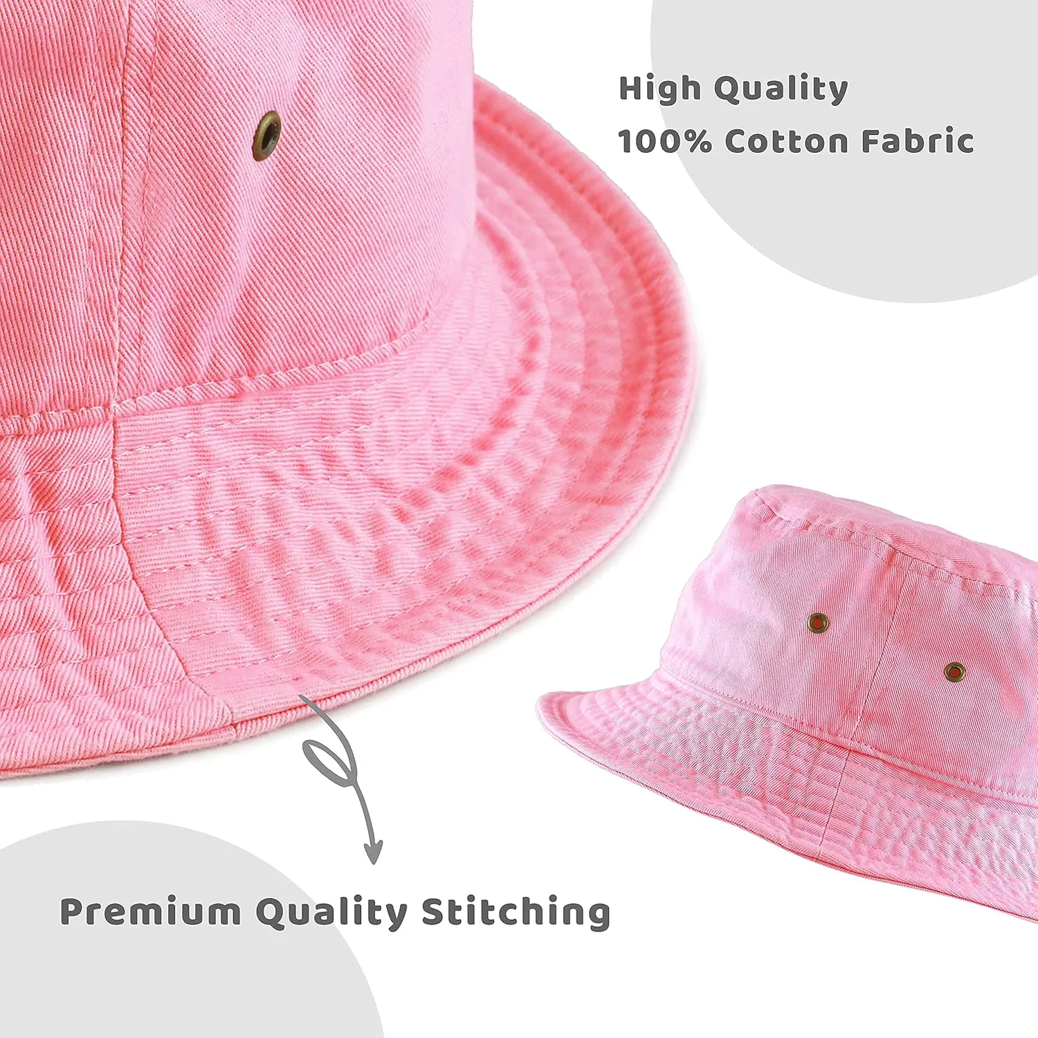 The Hat Depot Bucket Hat - Unisex 100% Cotton & Denim UPF 50 Packable Summer Travel Beach Sun Hat