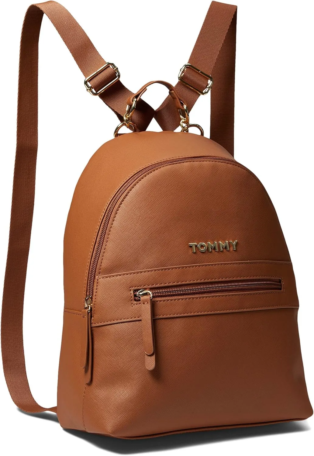 Tommy Hilfiger Kendall II Medium Dome Backpack Saffiano PVC Cognac One Size