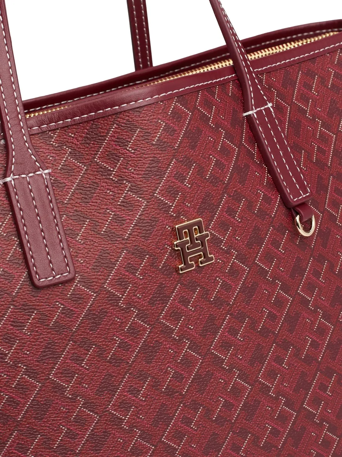 Tommy Hilfiger Monogram Leather Tote with Zipper Pocket