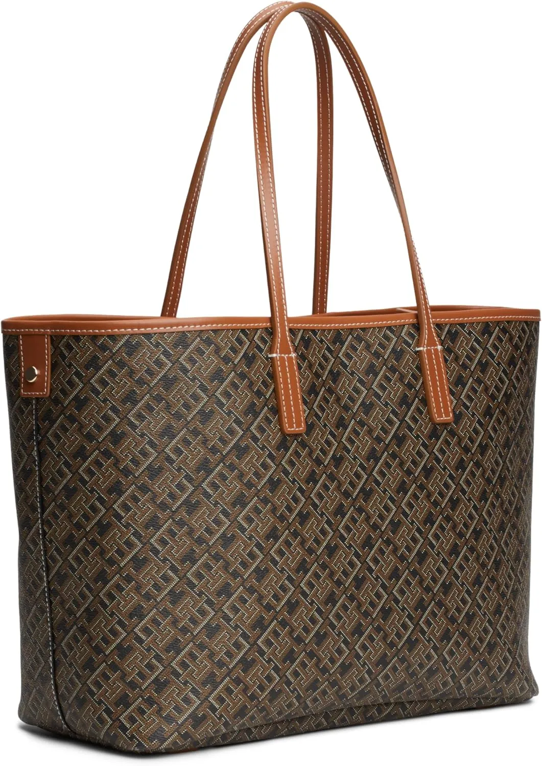 Tommy Hilfiger Monogram Leather Tote with Zipper Pocket