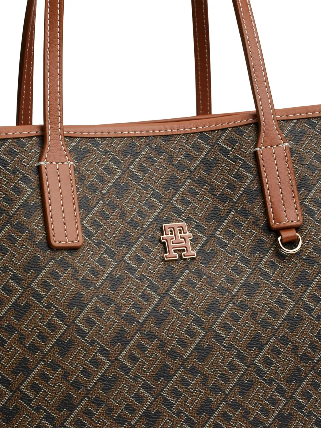 Tommy Hilfiger Monogram Leather Tote with Zipper Pocket