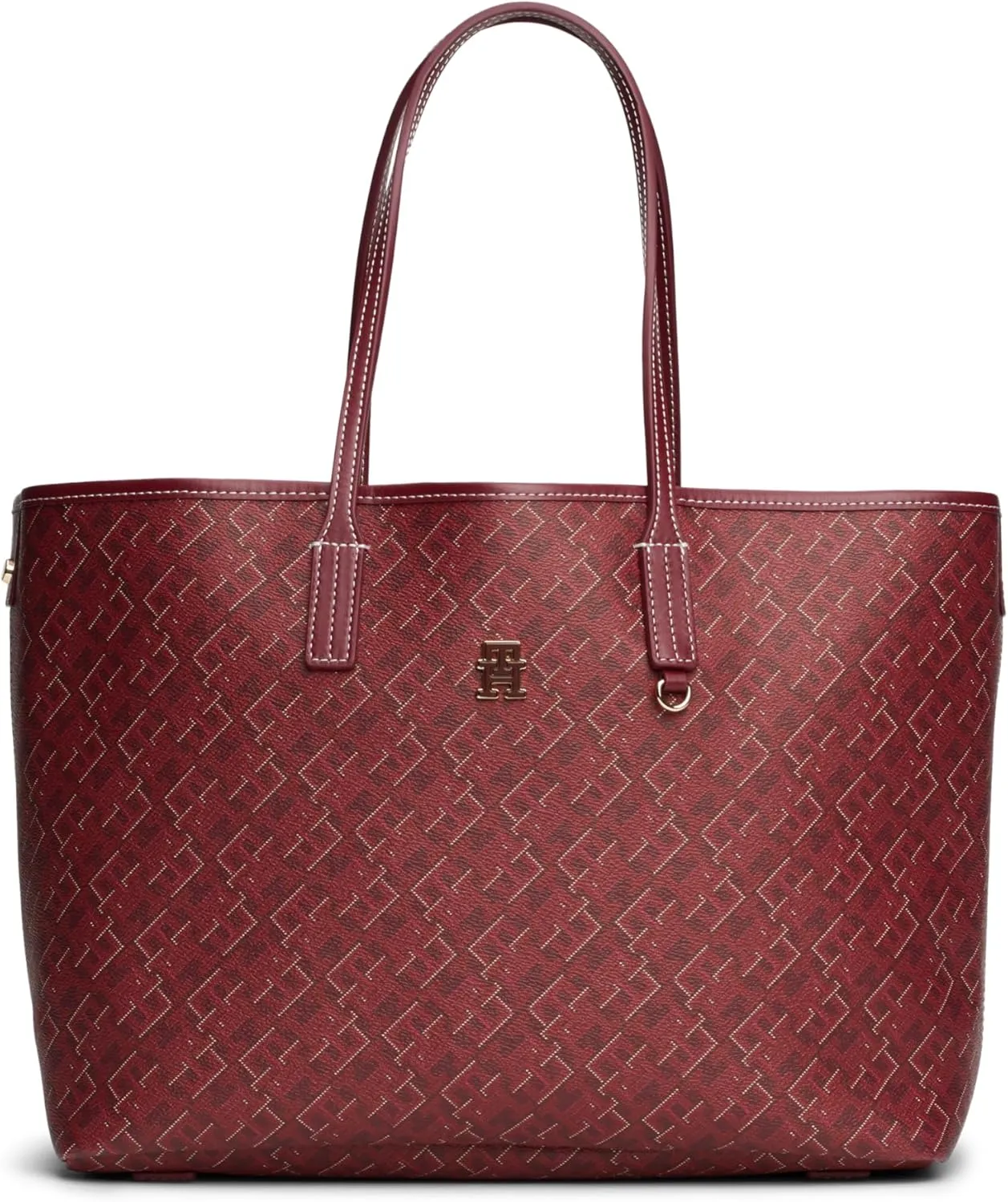 Tommy Hilfiger Monogram Leather Tote with Zipper Pocket