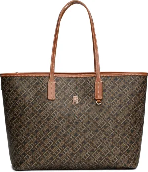 Tommy Hilfiger Monogram Leather Tote with Zipper Pocket