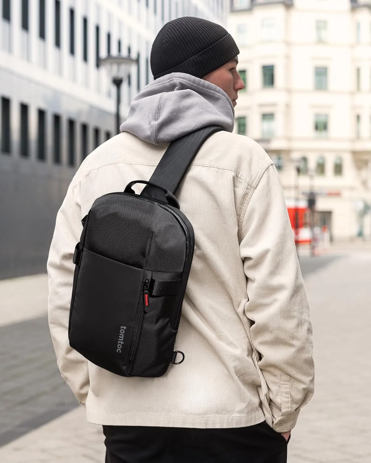 tomtoc Sling Bag Crossbody Backpack EDC Daypack for Men Women, Chest Shoulder bag for 2024 14" MacBook Pro M4, 13" MacBook Air/Pro, 2025 11" iPad A16/Air M3&M2/Pro M4, Daily Use, Work, Travel- S Size