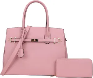 Top Handle Bag For Women, Vegan Leather Crossbody Designer Satchels, Adjustable Strap With Wallet For Ladies 2pcs